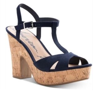American Rag Women Jamie Open Toe Casual Platform Sandals Navy Blue Size 10W NEW